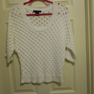 Calvin Klein Jeans White 100% Cotton Top 3/4 Sleeve Small CK